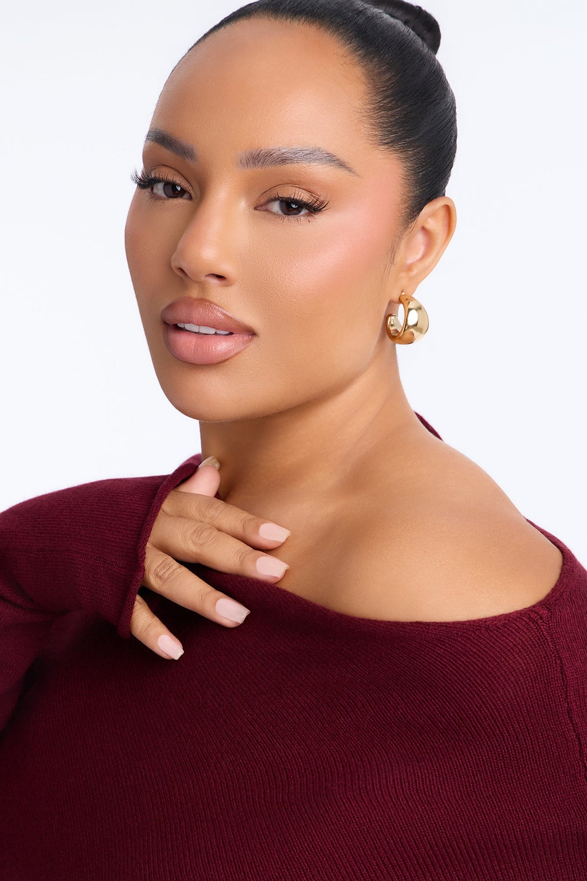 Nina One Shoulder Pullover Sweater - Plum