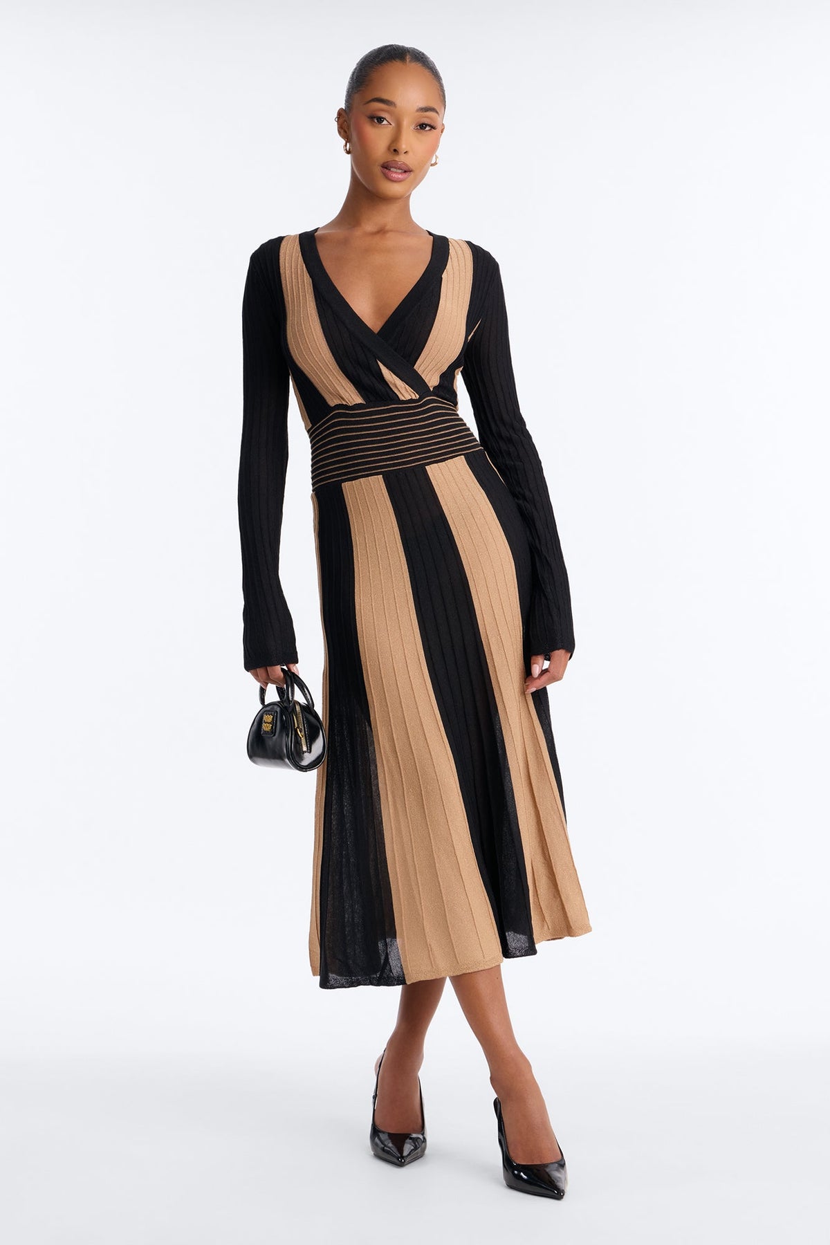 Exceed My Expectations Colorblock Sweater Midi Dress - Black/combo