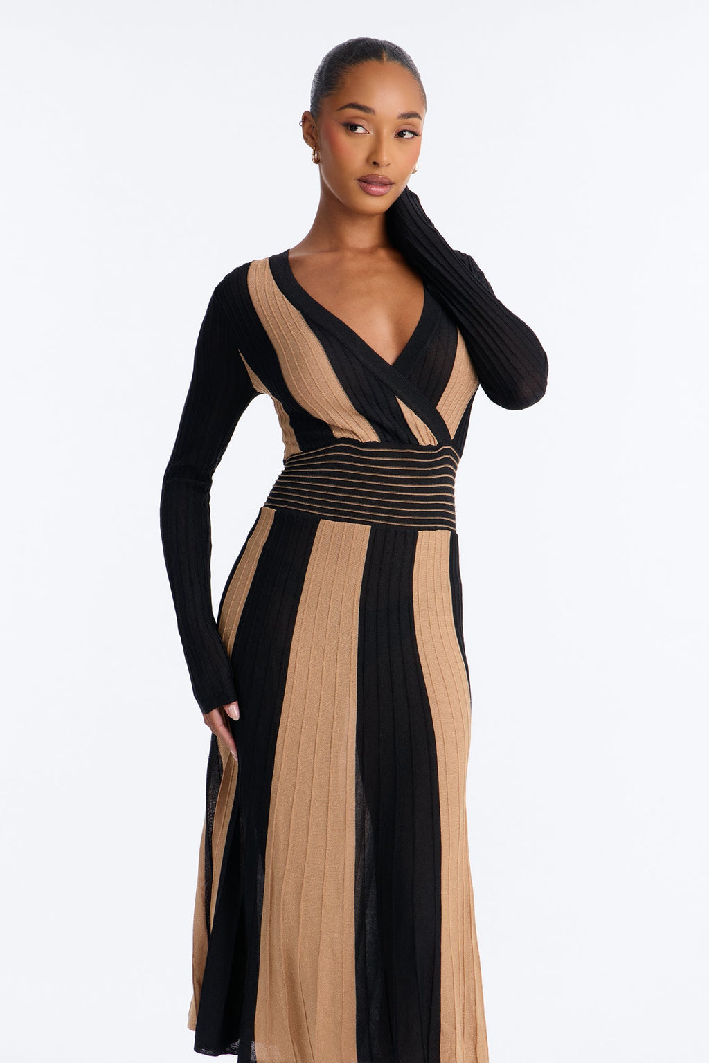 Exceed My Expectations Colorblock Sweater Midi Dress - Black/combo