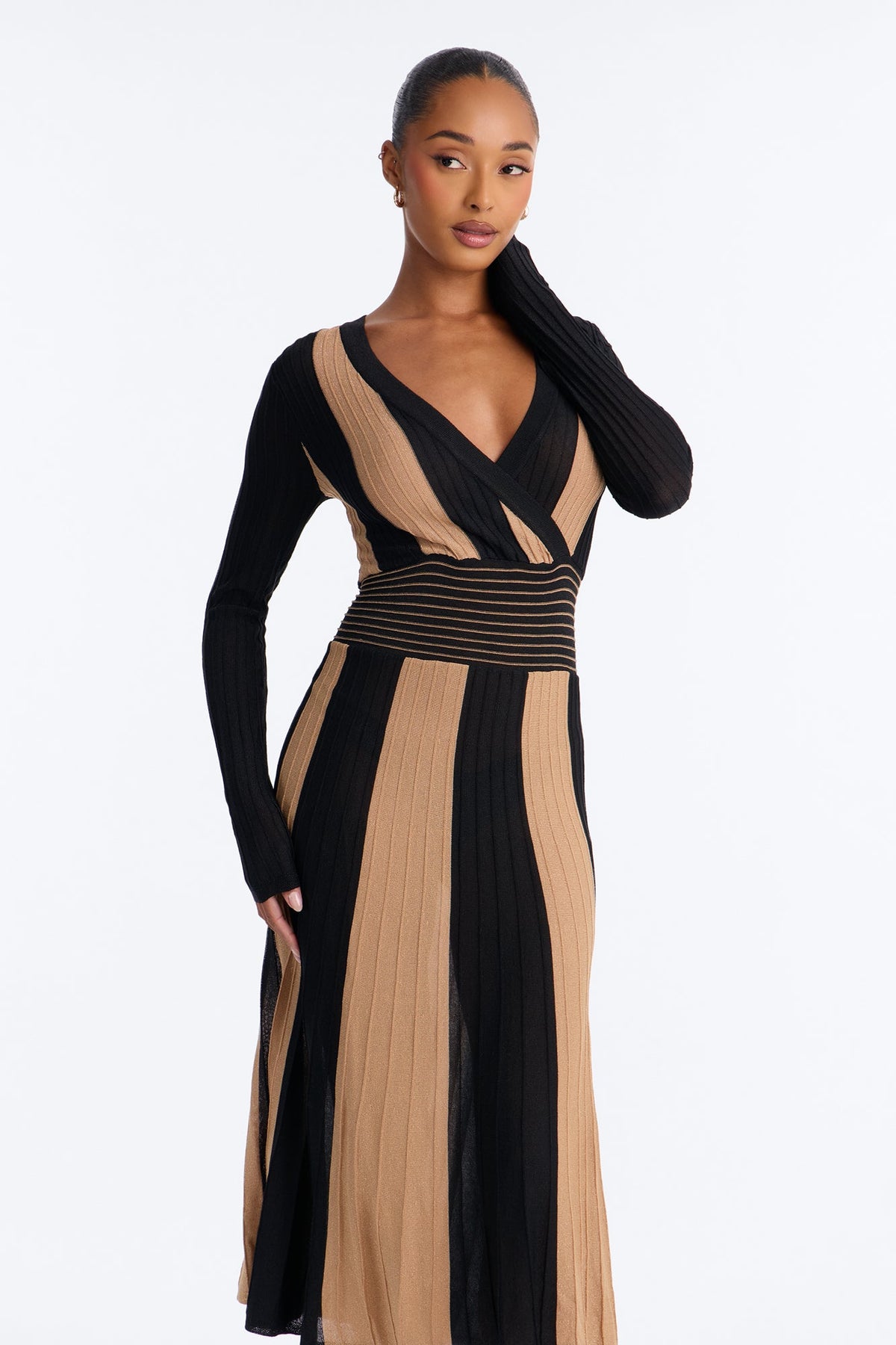 Exceed My Expectations Colorblock Sweater Midi Dress - Black/combo