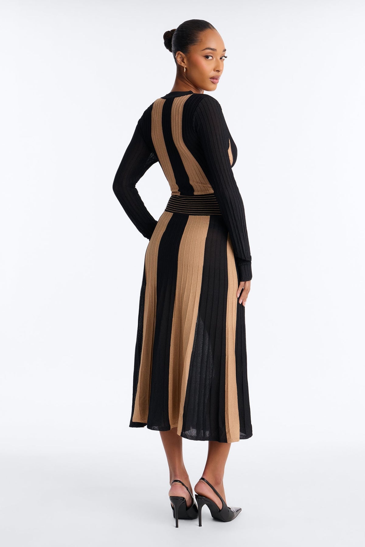 Exceed My Expectations Colorblock Sweater Midi Dress - Black/combo
