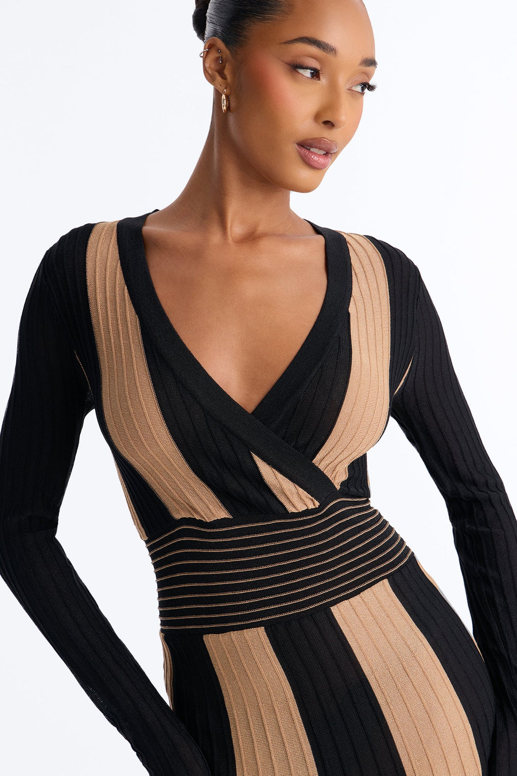 Exceed My Expectations Colorblock Sweater Midi Dress - Black/combo