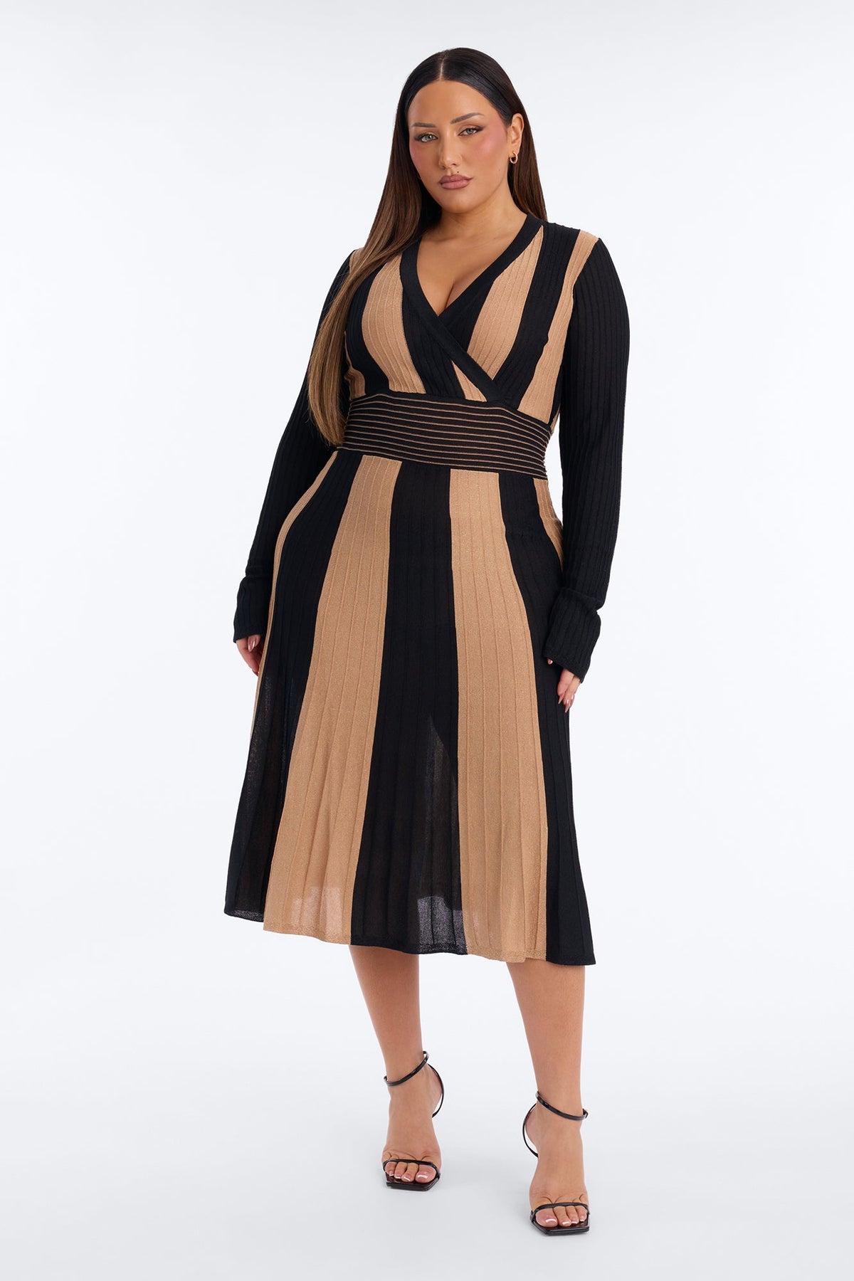 Exceed My Expectations Colorblock Sweater Midi Dress - Black/combo