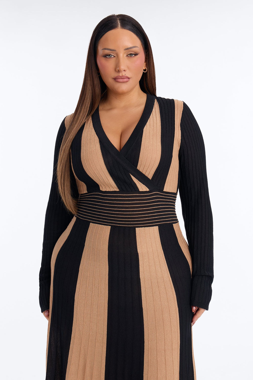 Exceed My Expectations Colorblock Sweater Midi Dress - Black/combo