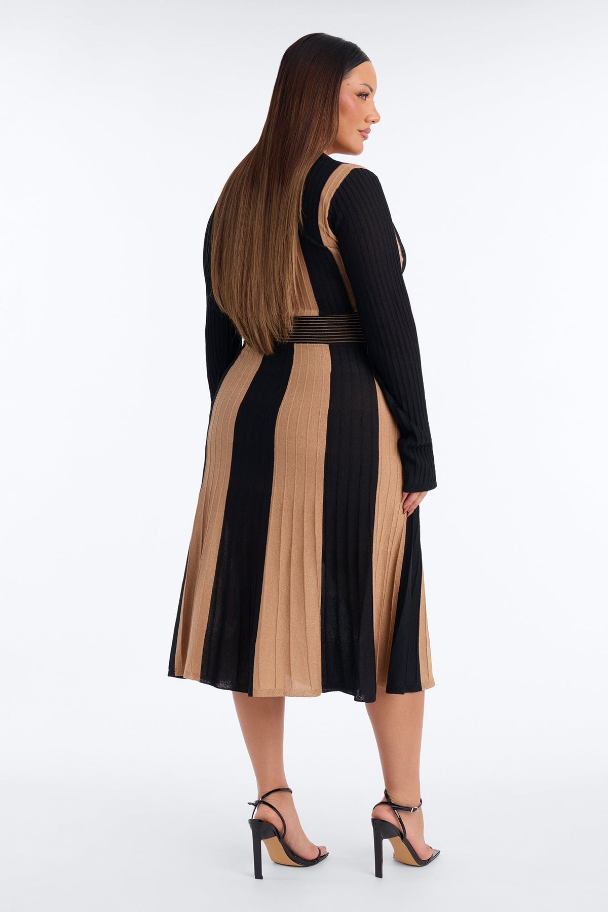 Exceed My Expectations Colorblock Sweater Midi Dress - Black/combo