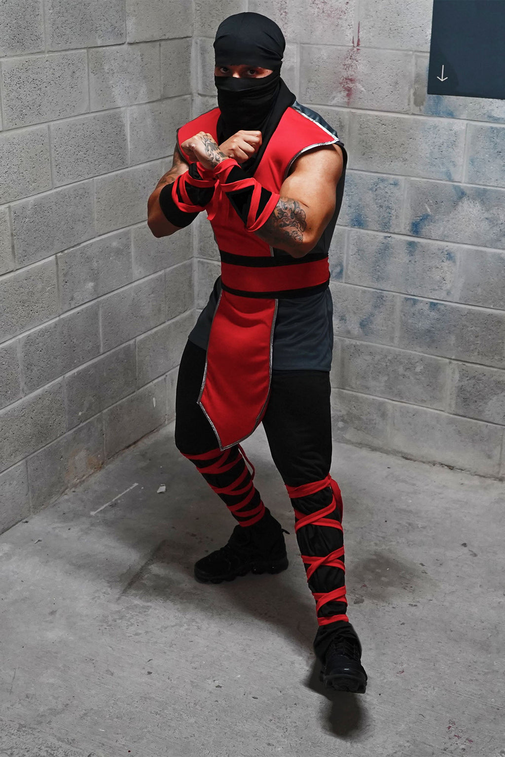 Silent Killer Ninja 6 Pice Costume Set - Red/Black