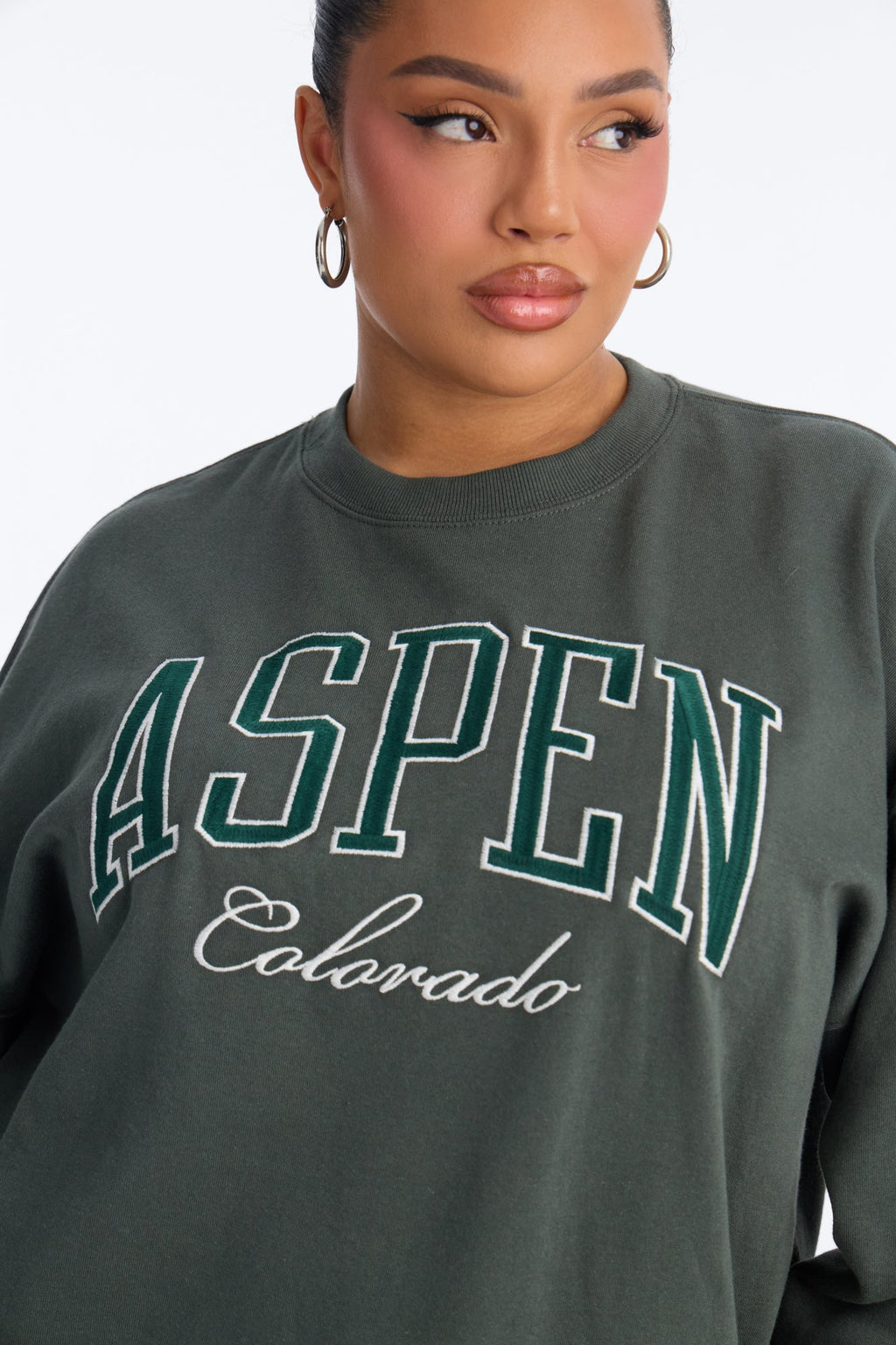 Aspen Colorado Fleece Crew Neck Sweatshirt - Hunter Green
