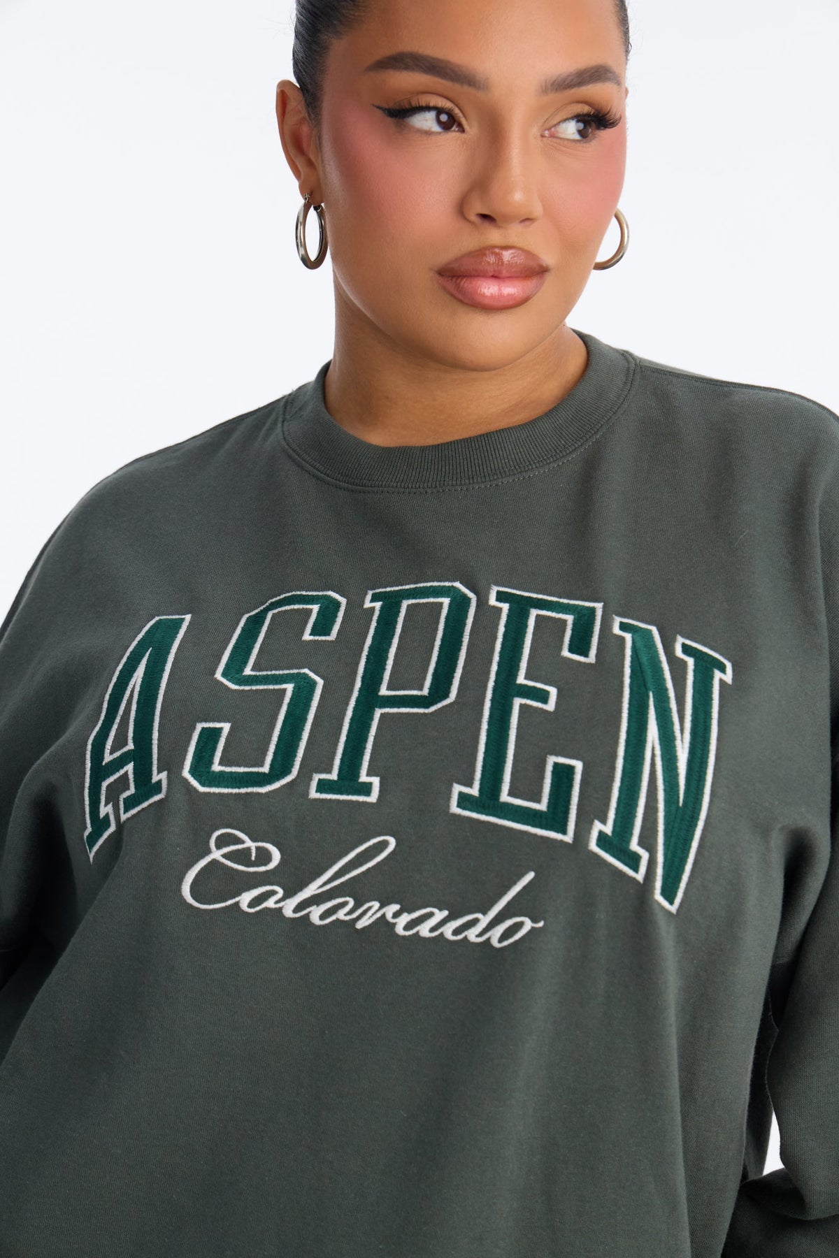 Aspen Colorado Fleece Crew Neck Sweatshirt - Hunter Green