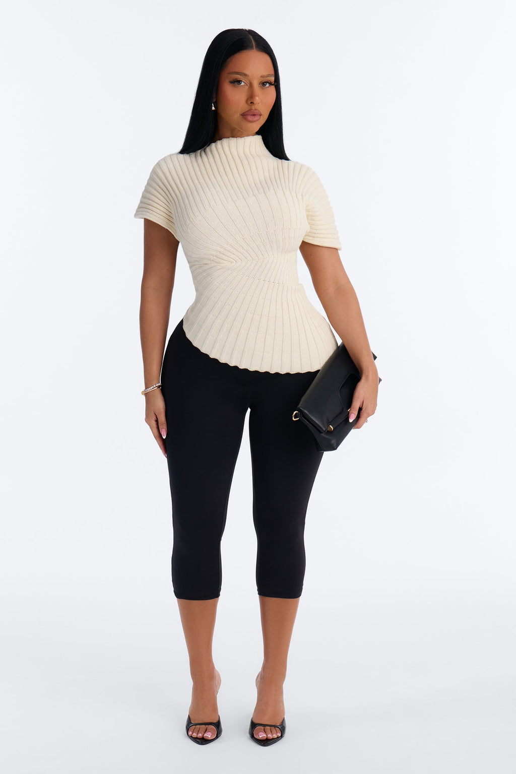 Sugared Kiss Pleated Short Sleeve Sweater - Cream