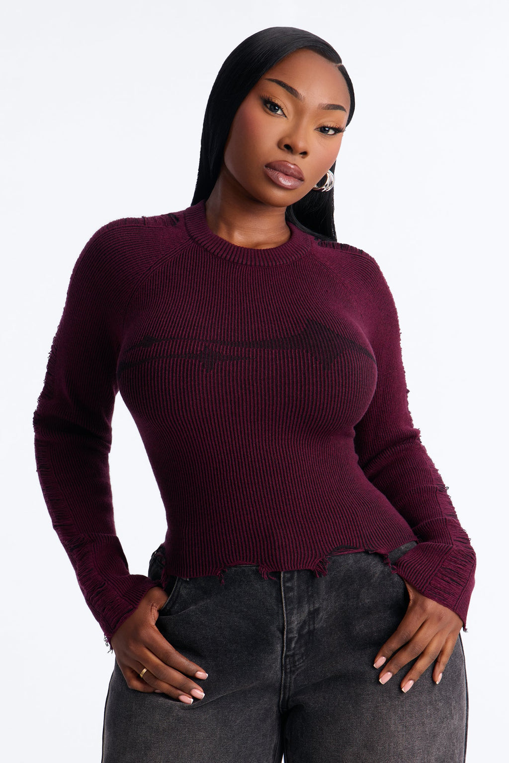 You're A Star Marled Sweater - Plum