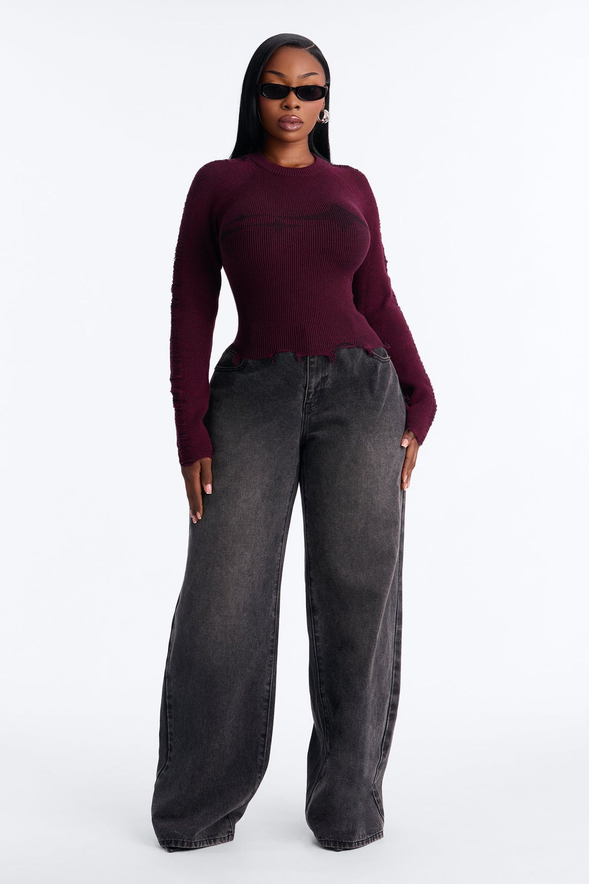 You're A Star Marled Sweater - Plum