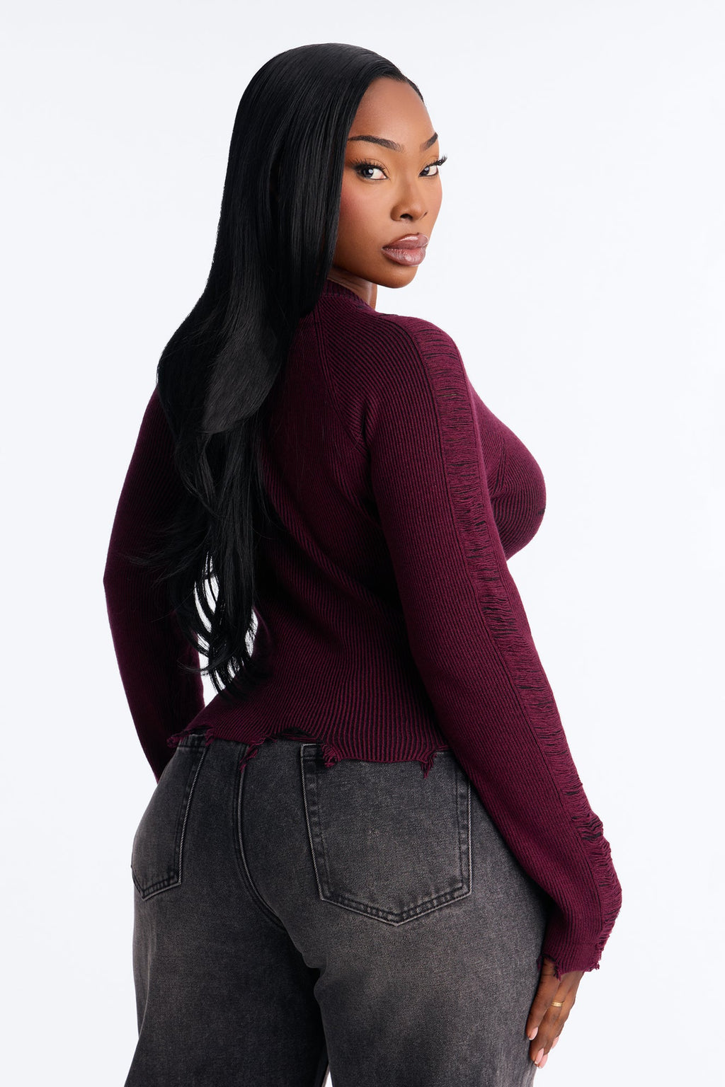 You're A Star Marled Sweater - Plum