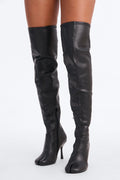 End Game Thigh High Heeled Boots - Black
