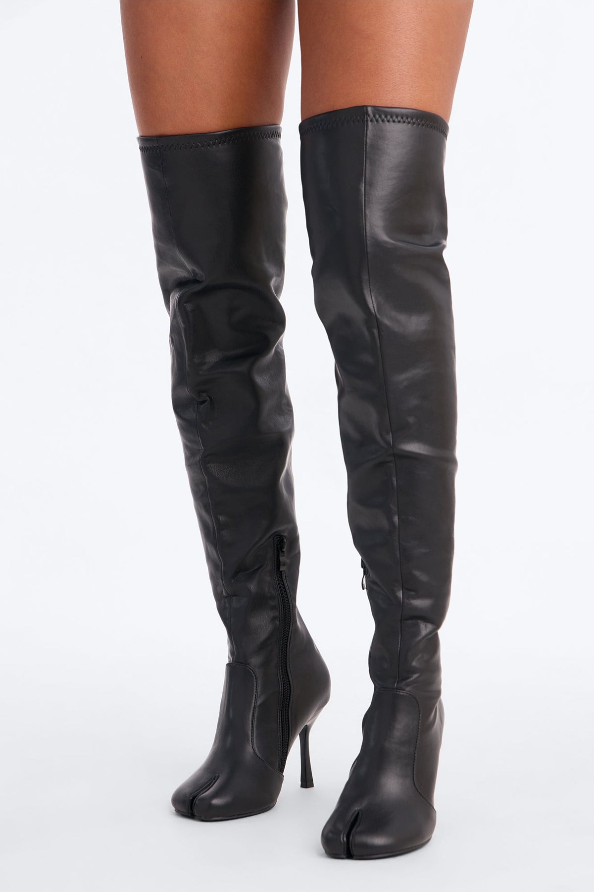 End Game Thigh High Heeled Boots - Black