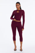 Moving Chic Capri Set - Burgundy
