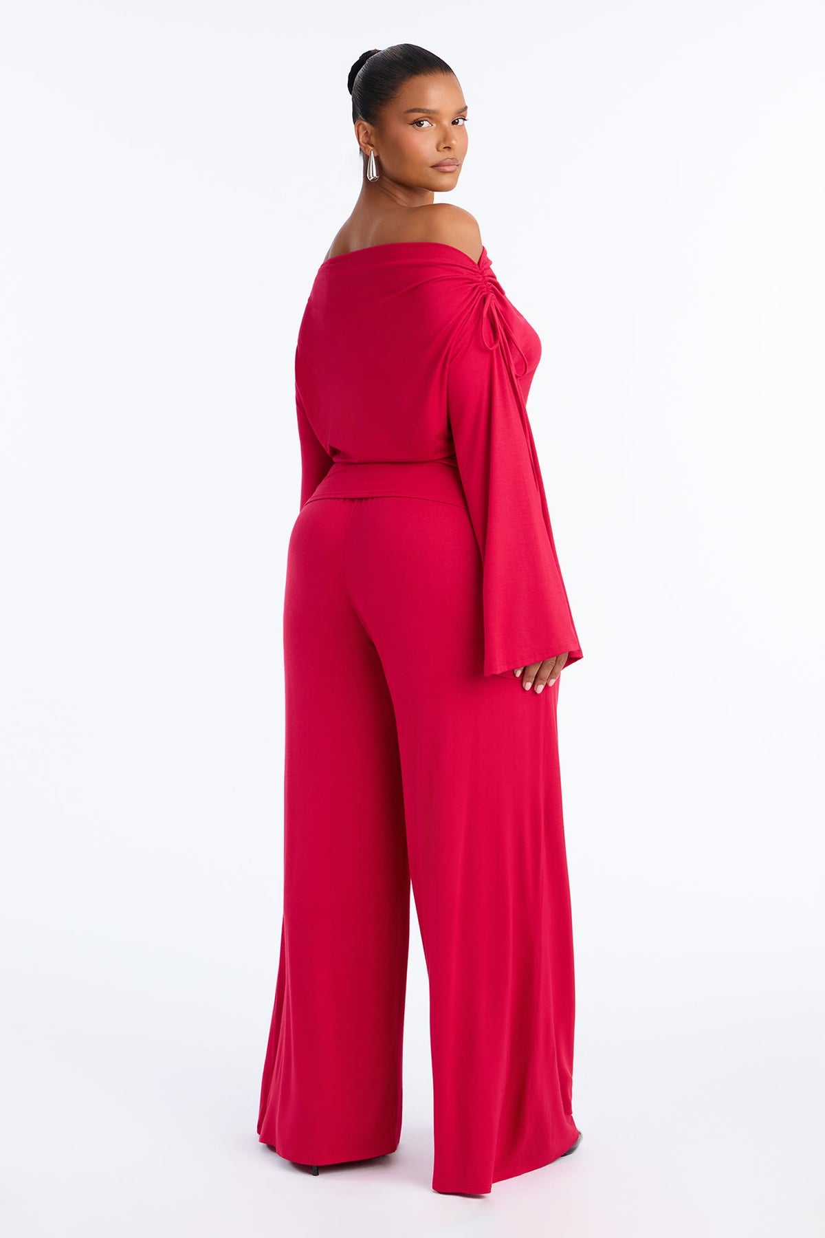 Tate Off Shoulder Pant Set - Red