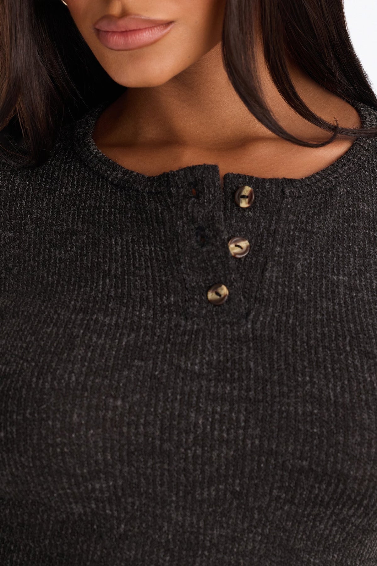 Leni Long Sleeve Lounge Jort Set - Black