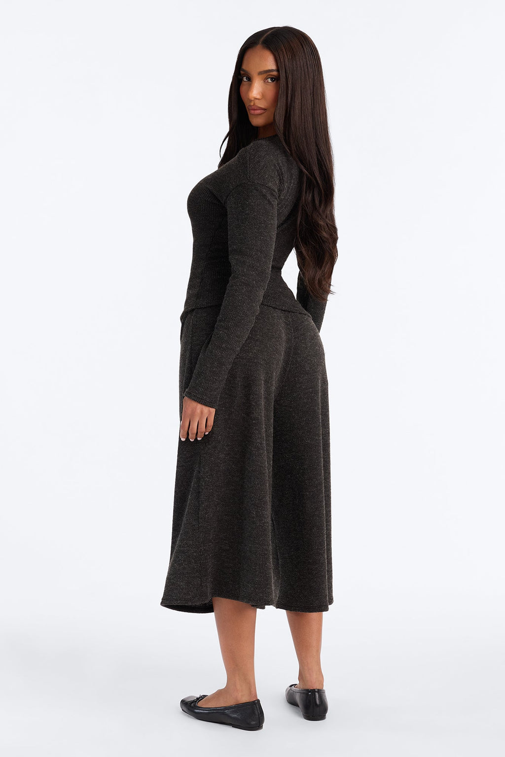 Leni Long Sleeve Lounge Jort Set - Black