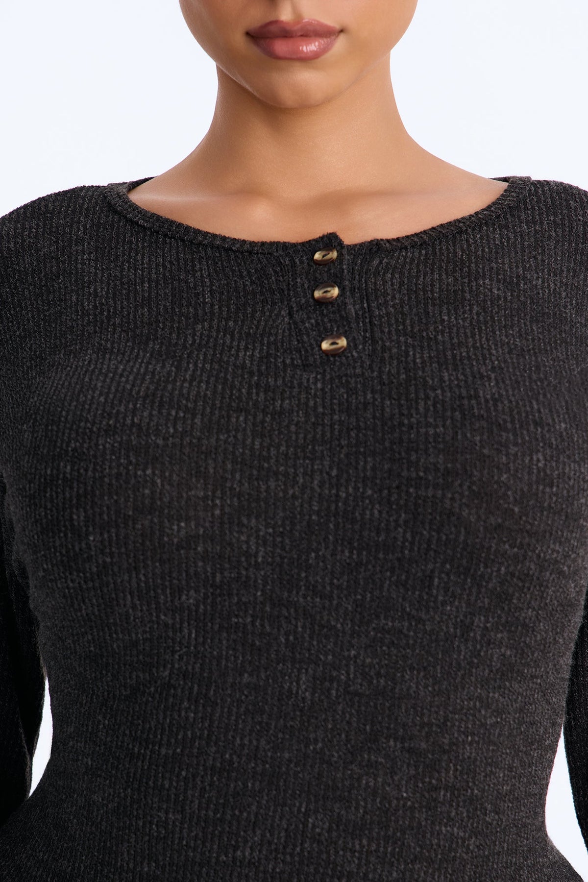 Leni Long Sleeve Lounge Jort Set - Black