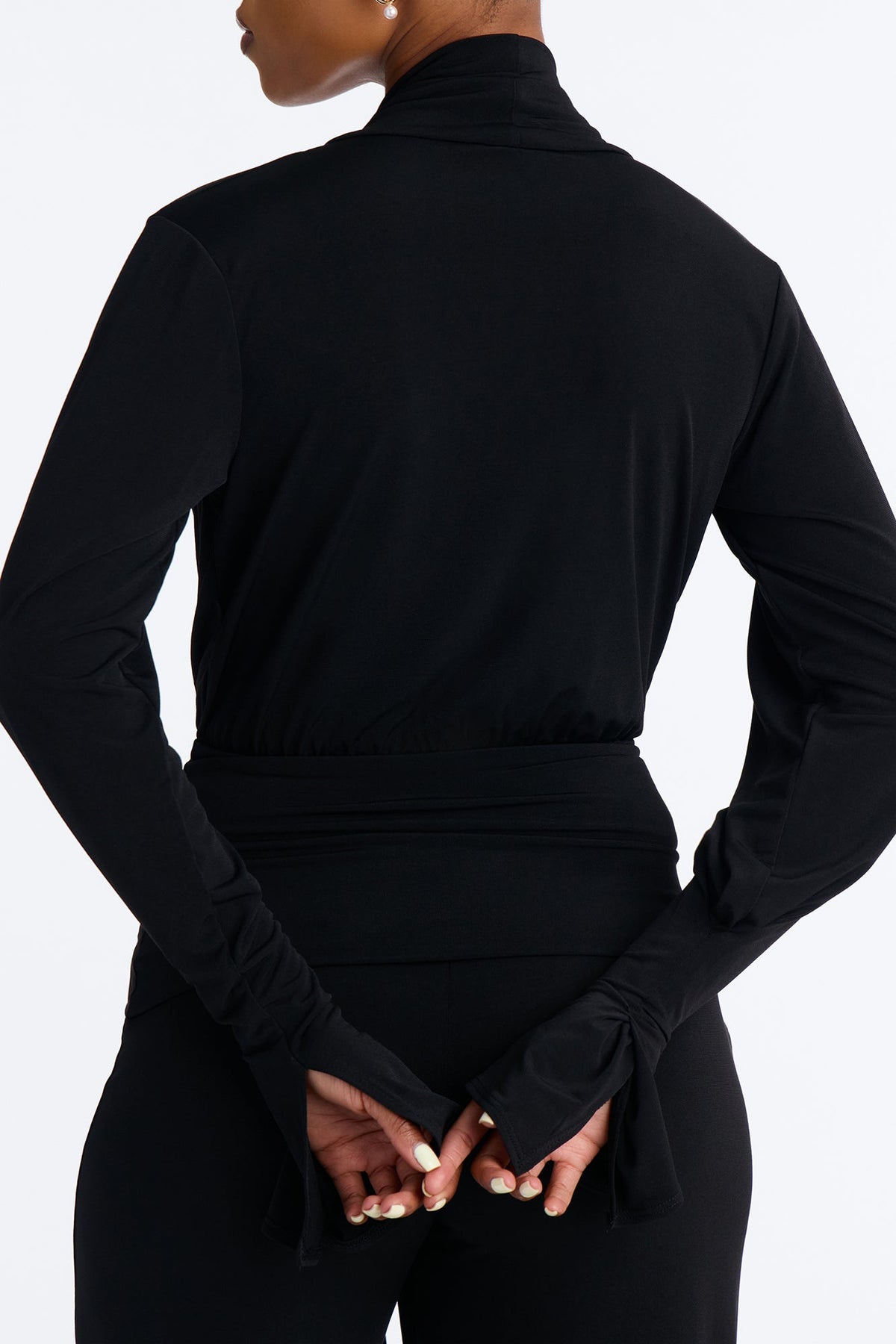 Silvia Plunge Neck Pant Set - Black