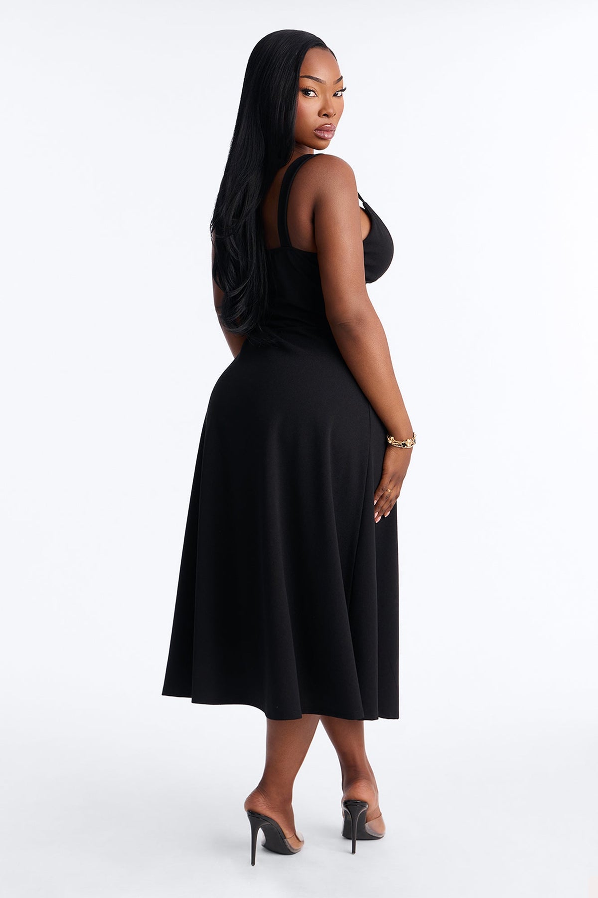 Charolette Tank Strap Midi Dress - Black