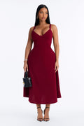 Charolette Tank Strap Midi Dress - Burgundy