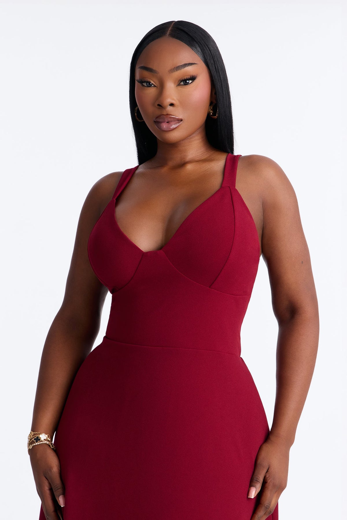 Charolette Tank Strap Midi Dress - Burgundy
