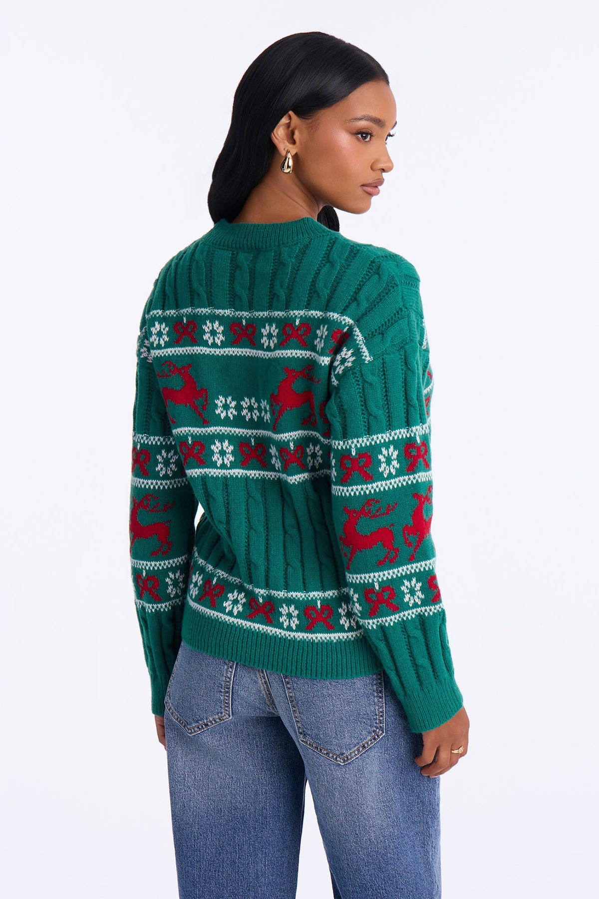 Winter Romance Pullover Sweater - Green/combo