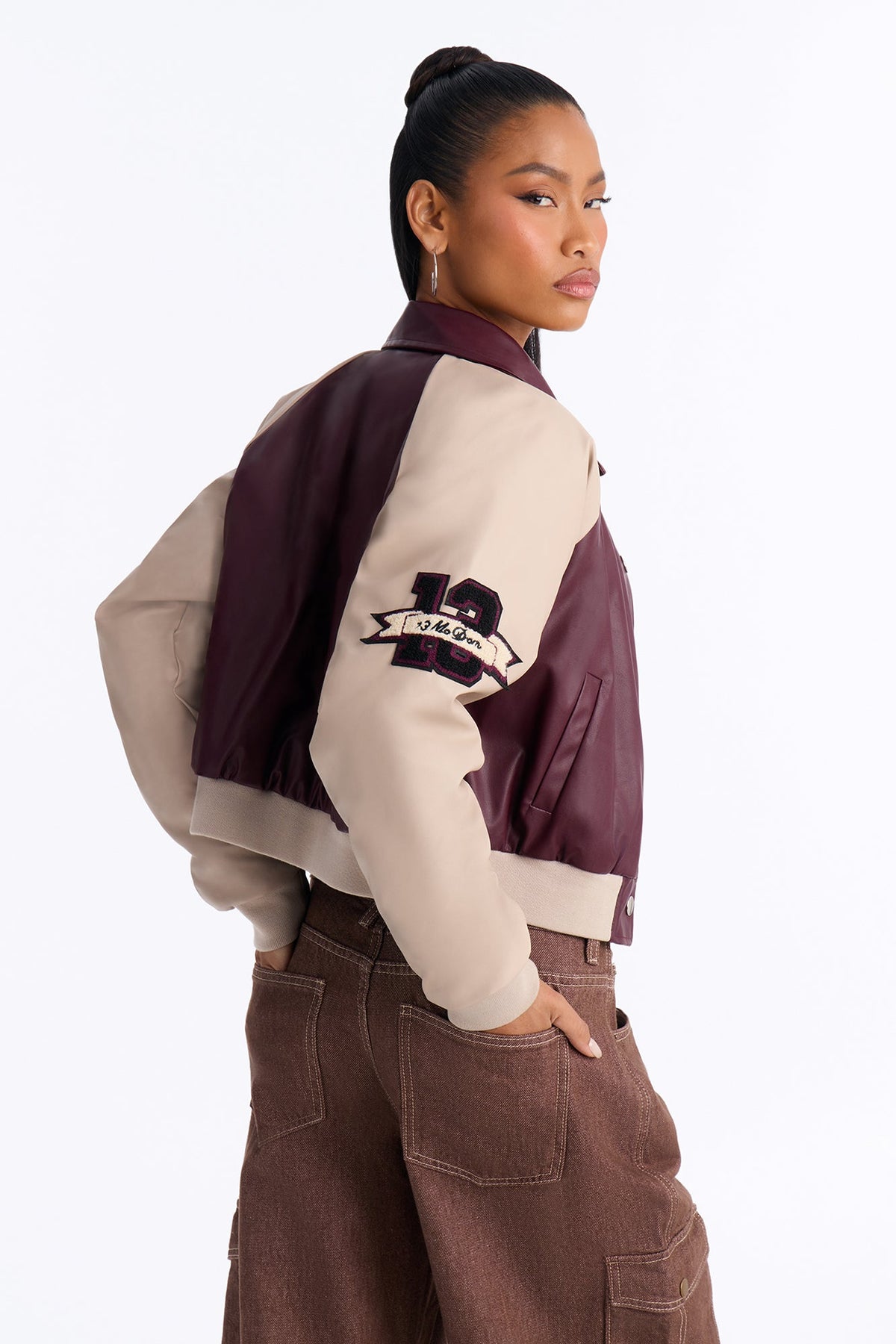 Walk The Hallways Varsity Jacket - Burgundy