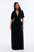 Odelia Bodysuit Maxi Skirt Set - Black