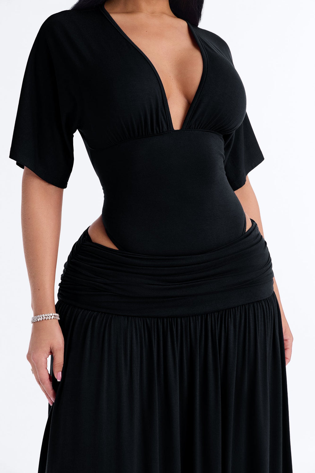 Odelia Bodysuit Maxi Skirt Set - Black