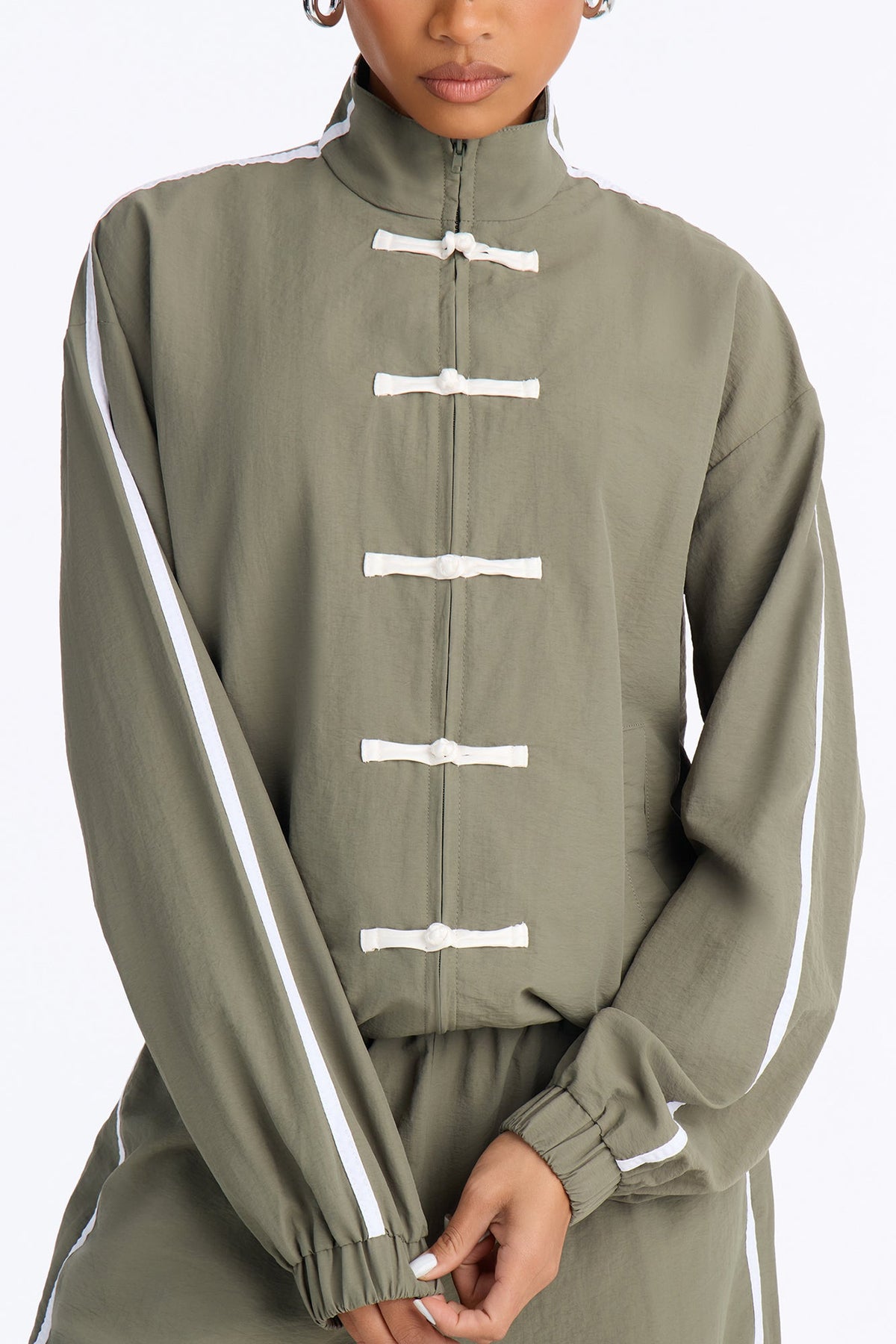Follow My Lead Windbreaker Pant Set - Olive