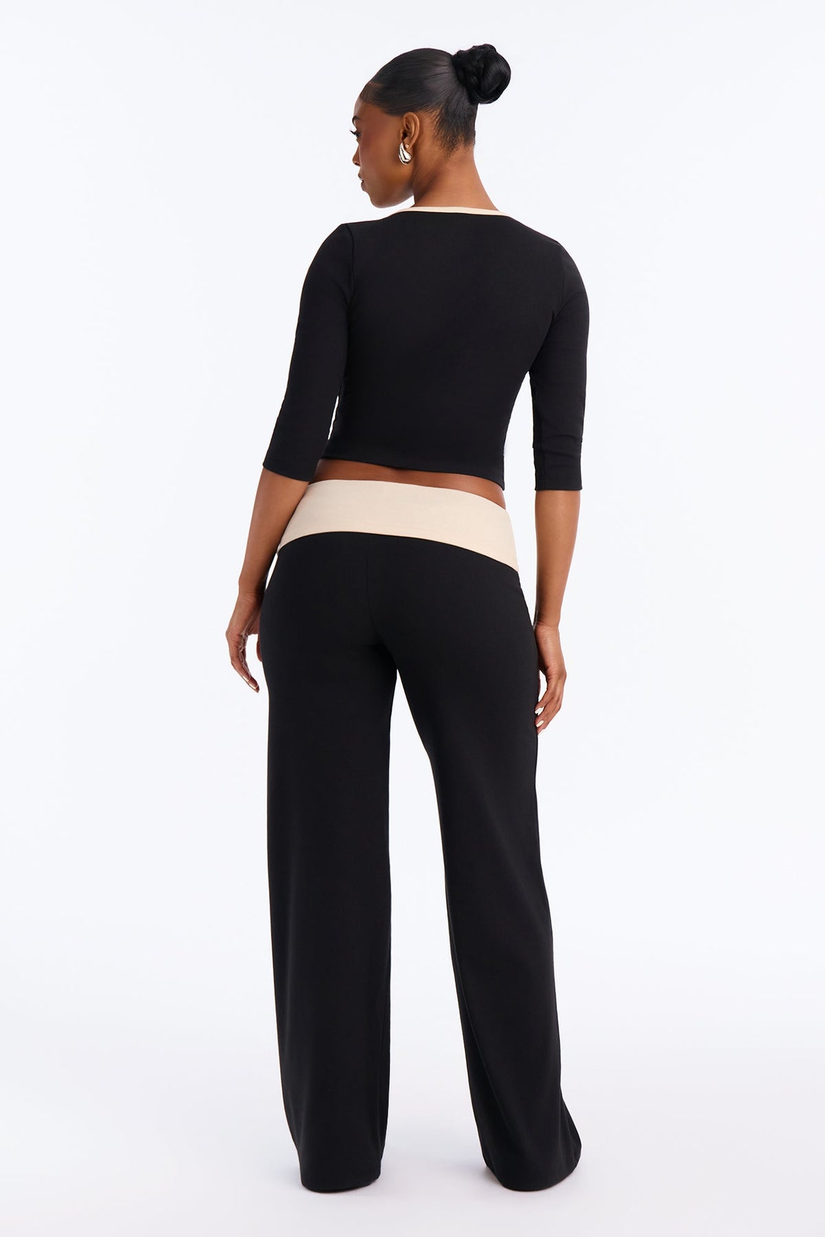Susana Foldover Waist Pant Set - Black
