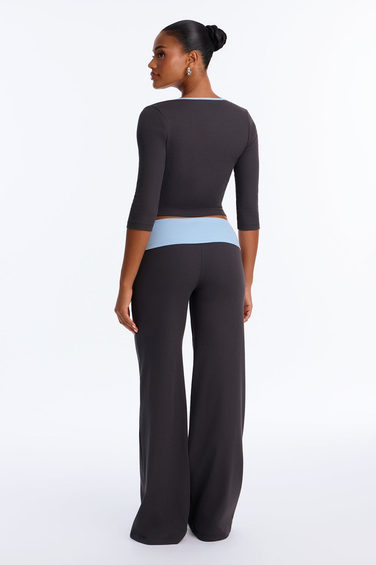 Susana Foldover Waist Pant Set - Charcoal