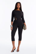 Maria Boat Neck Capri Set - Black