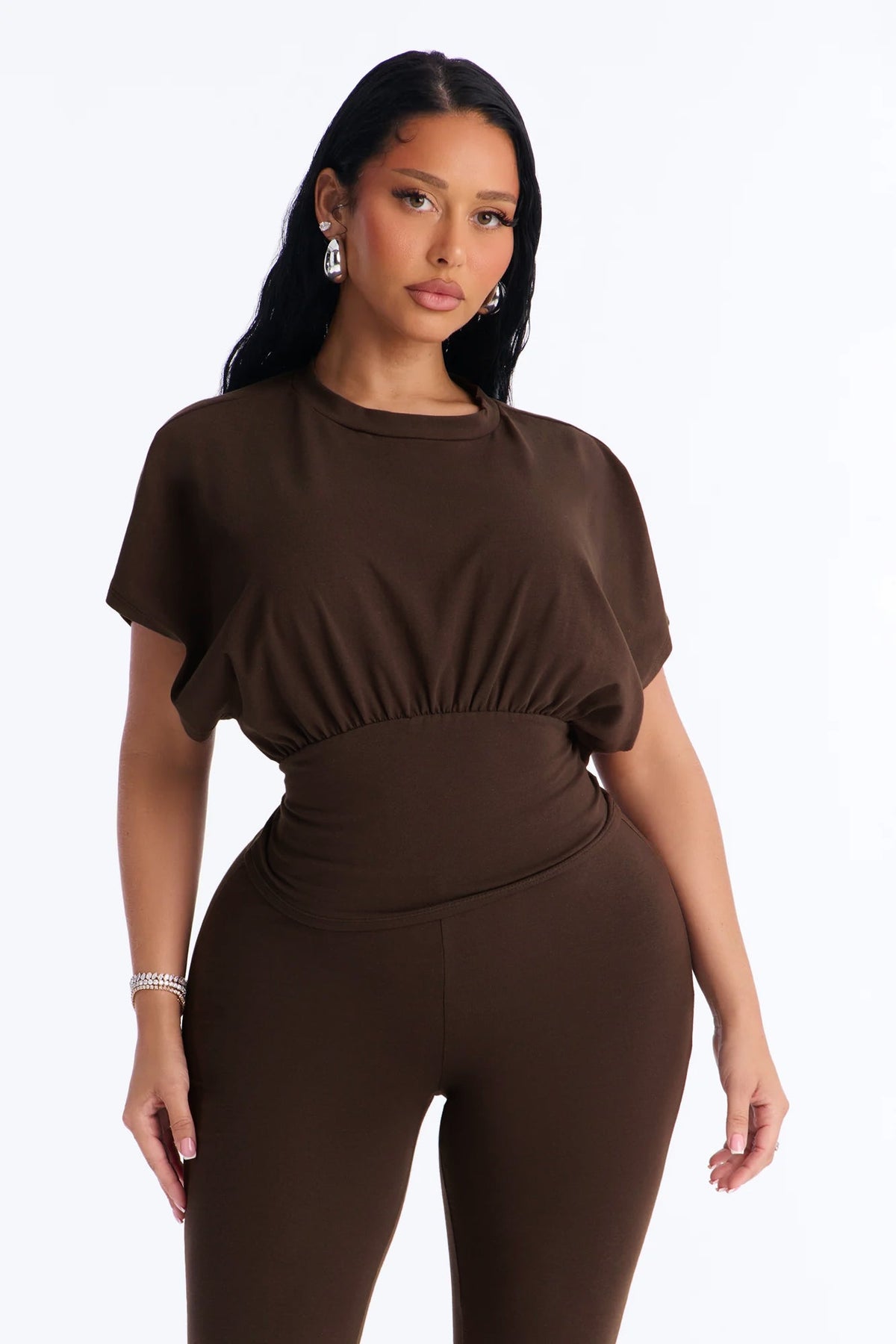 Tiana Cinched Capri Set - Brown
