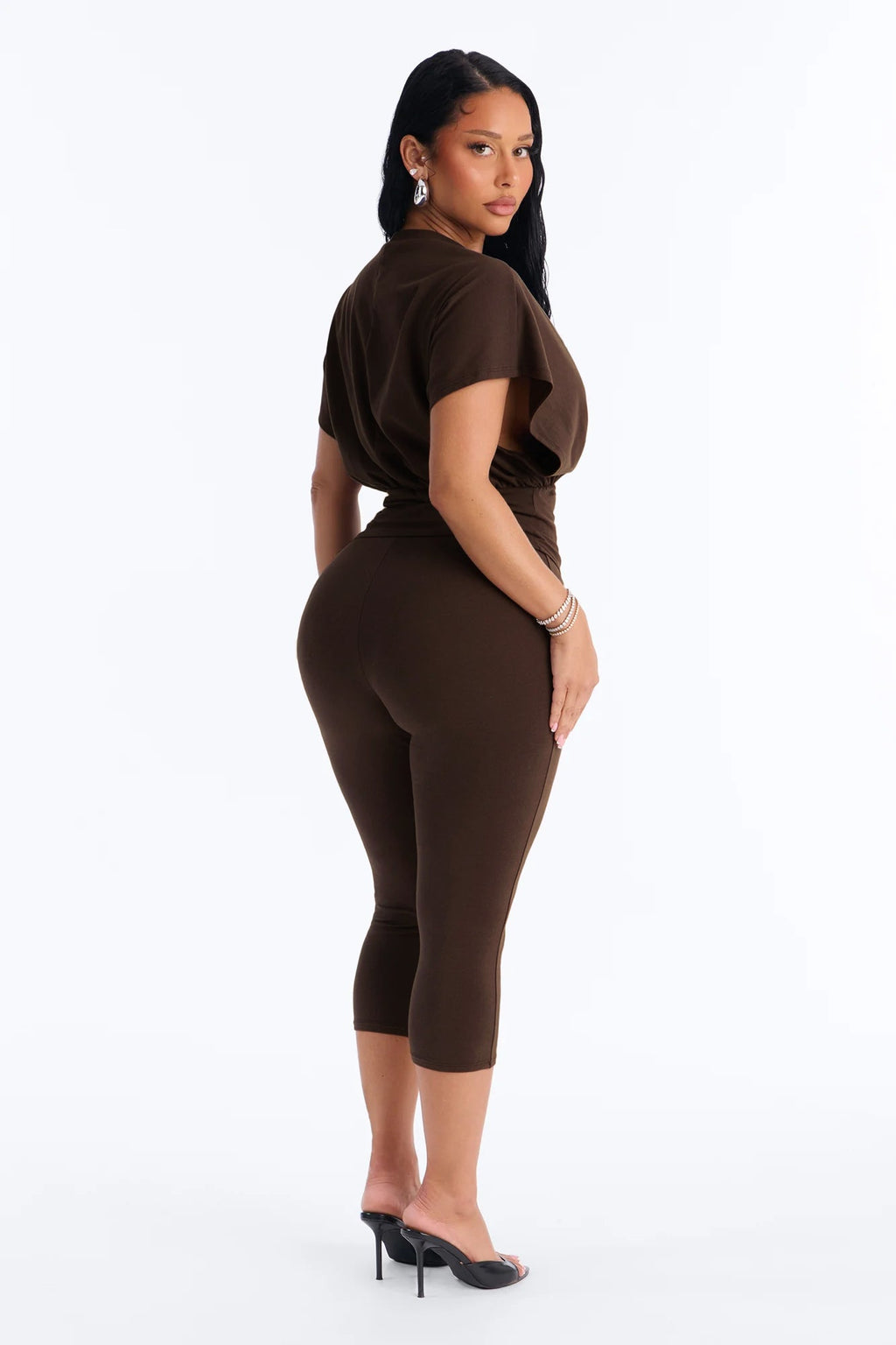 Tiana Cinched Capri Set - Brown