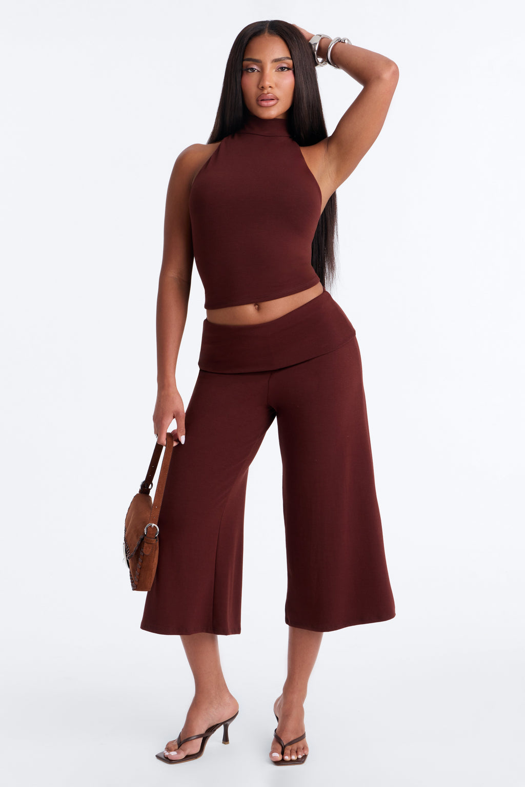 Walk And Talk Gaucho Pant Set - Brown
