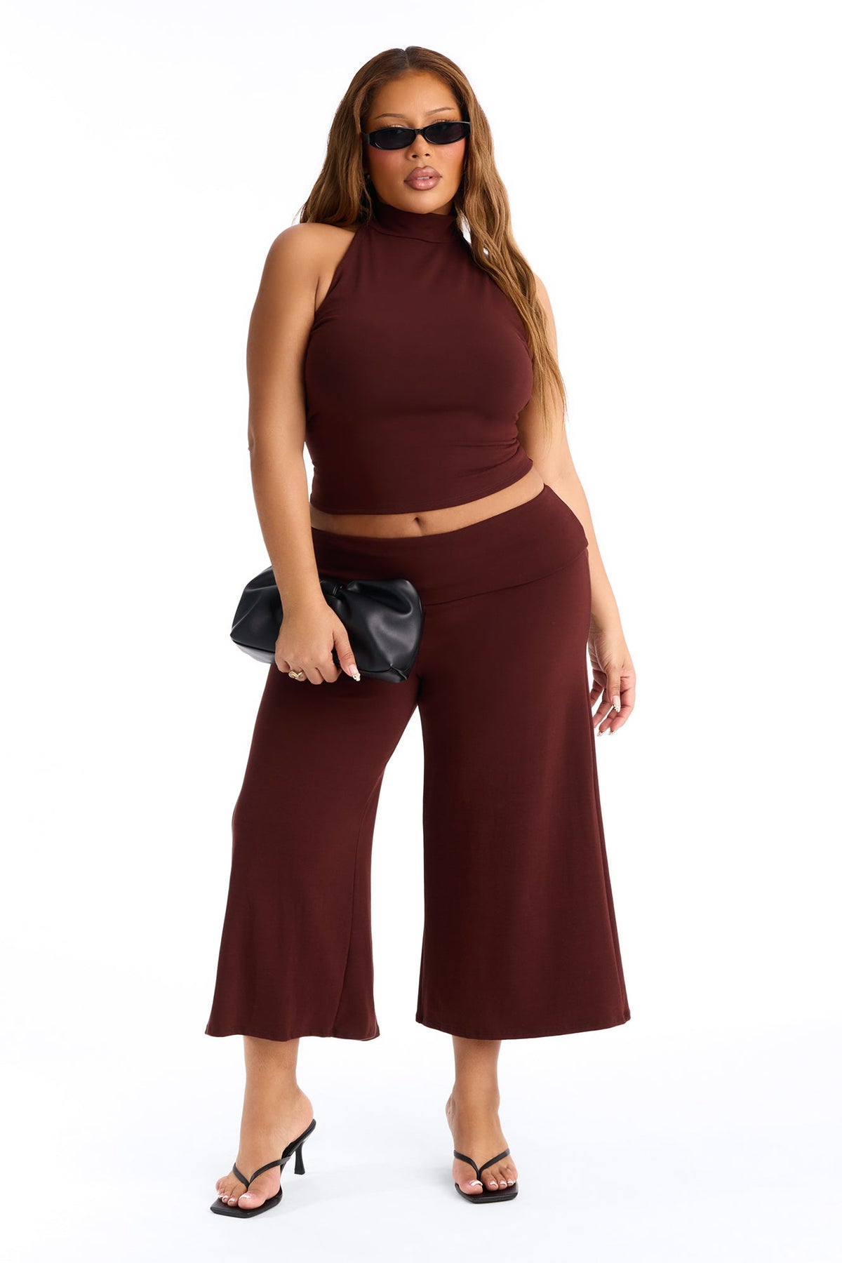 Walk And Talk Gaucho Pant Set - Brown