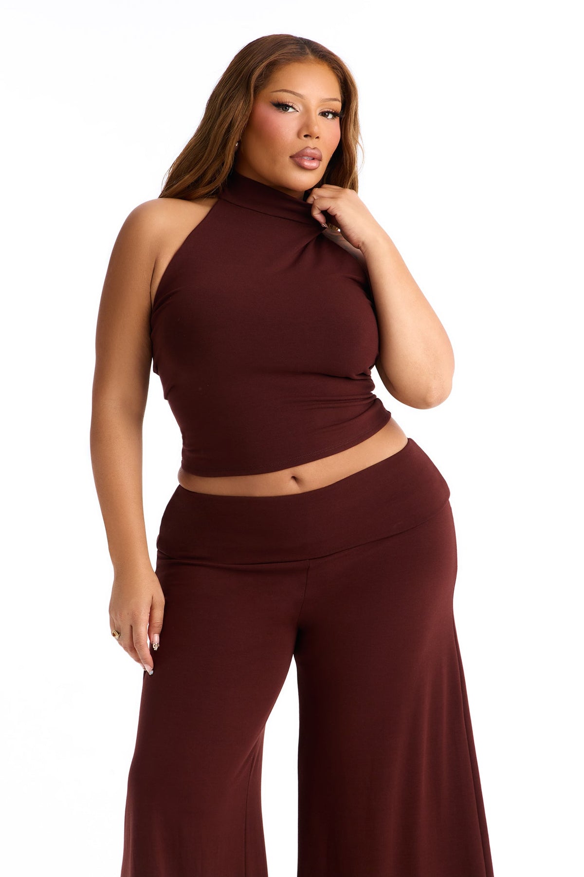 Walk And Talk Gaucho Pant Set - Brown