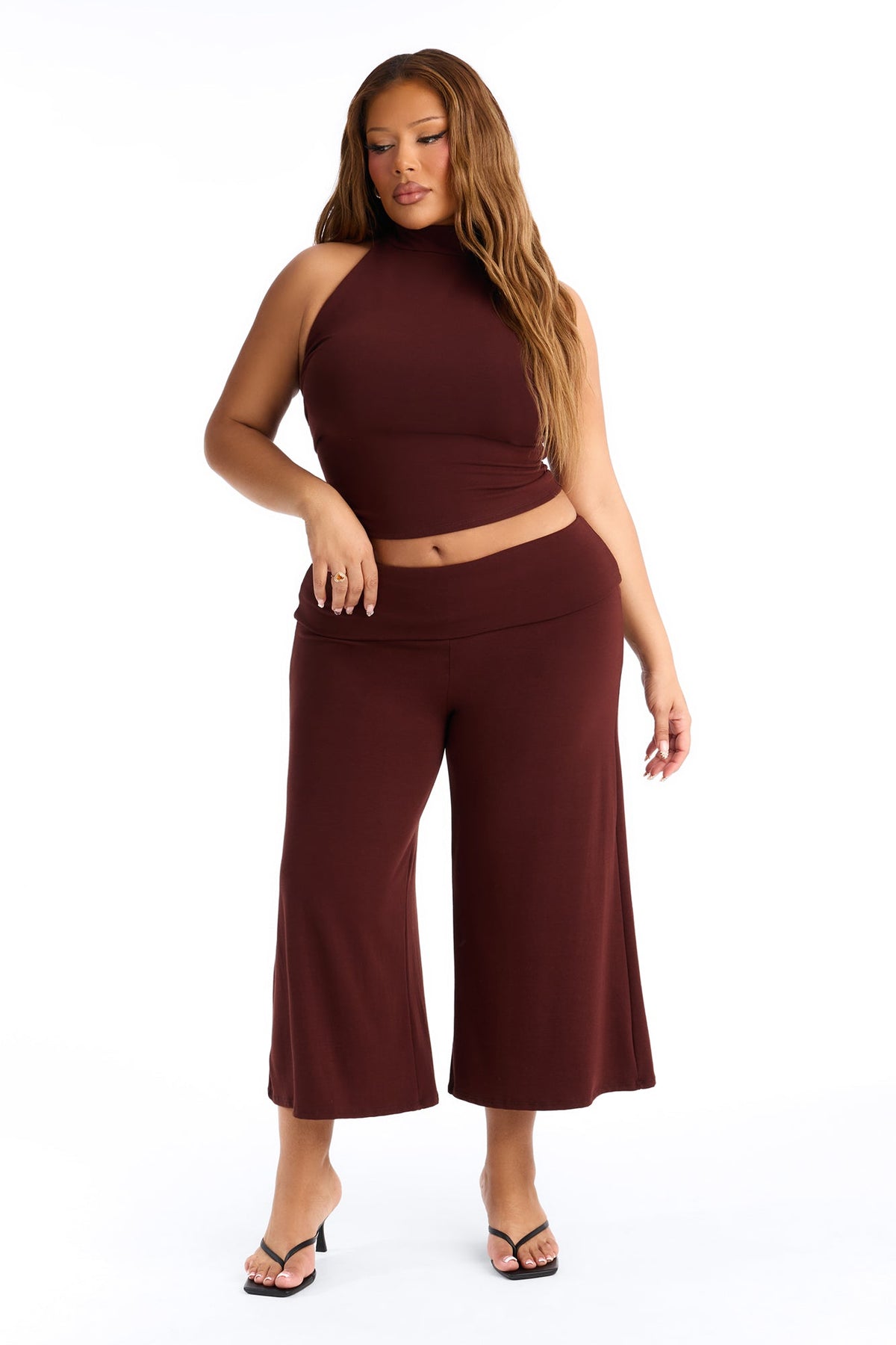 Walk And Talk Gaucho Pant Set - Brown