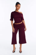 Maria Off Shoulder Gaucho Pant Set - Burgundy