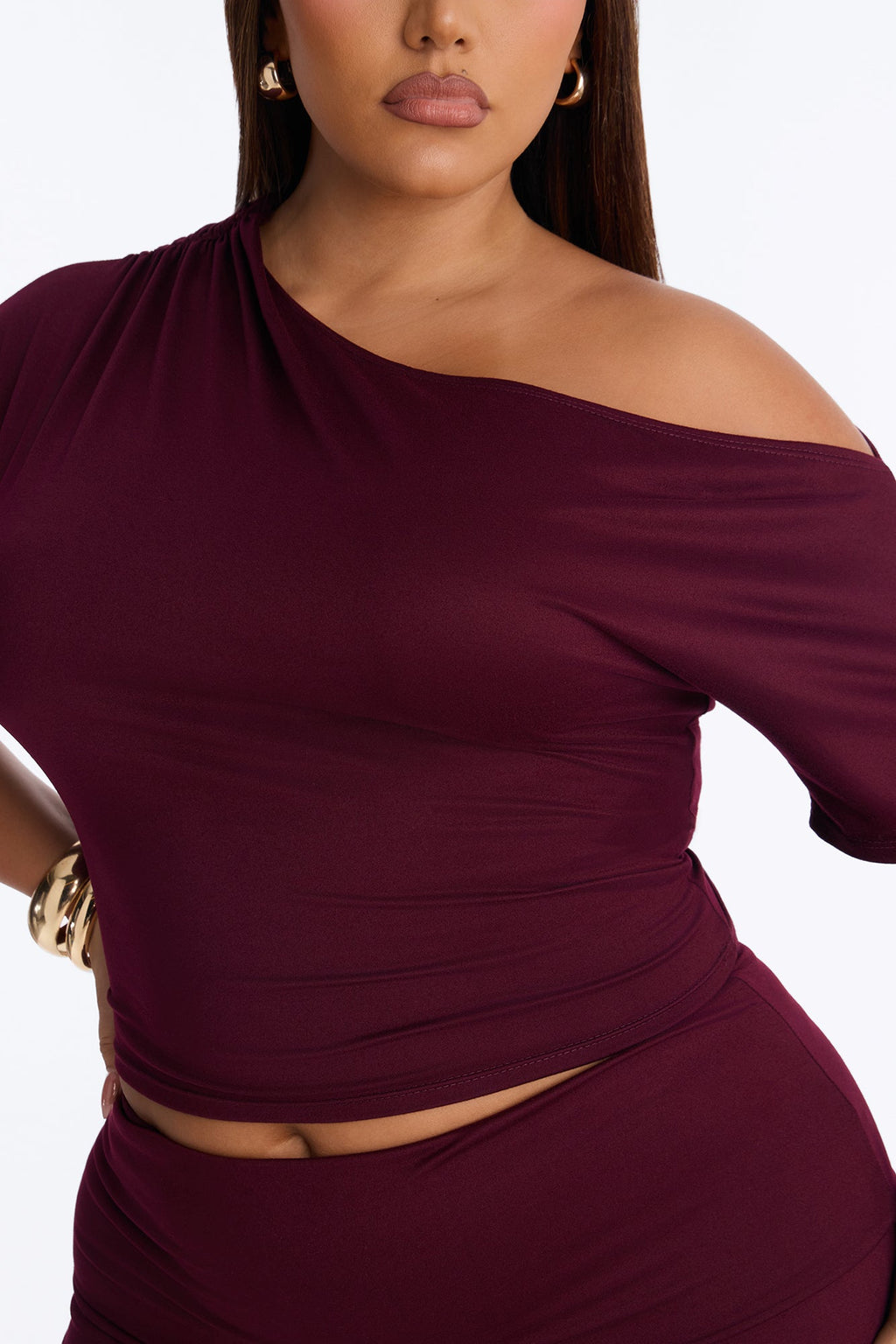 Maria Off Shoulder Gaucho Pant Set - Burgundy