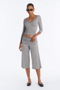 Lisa Lace Trim Gaucho Set - Heather Grey