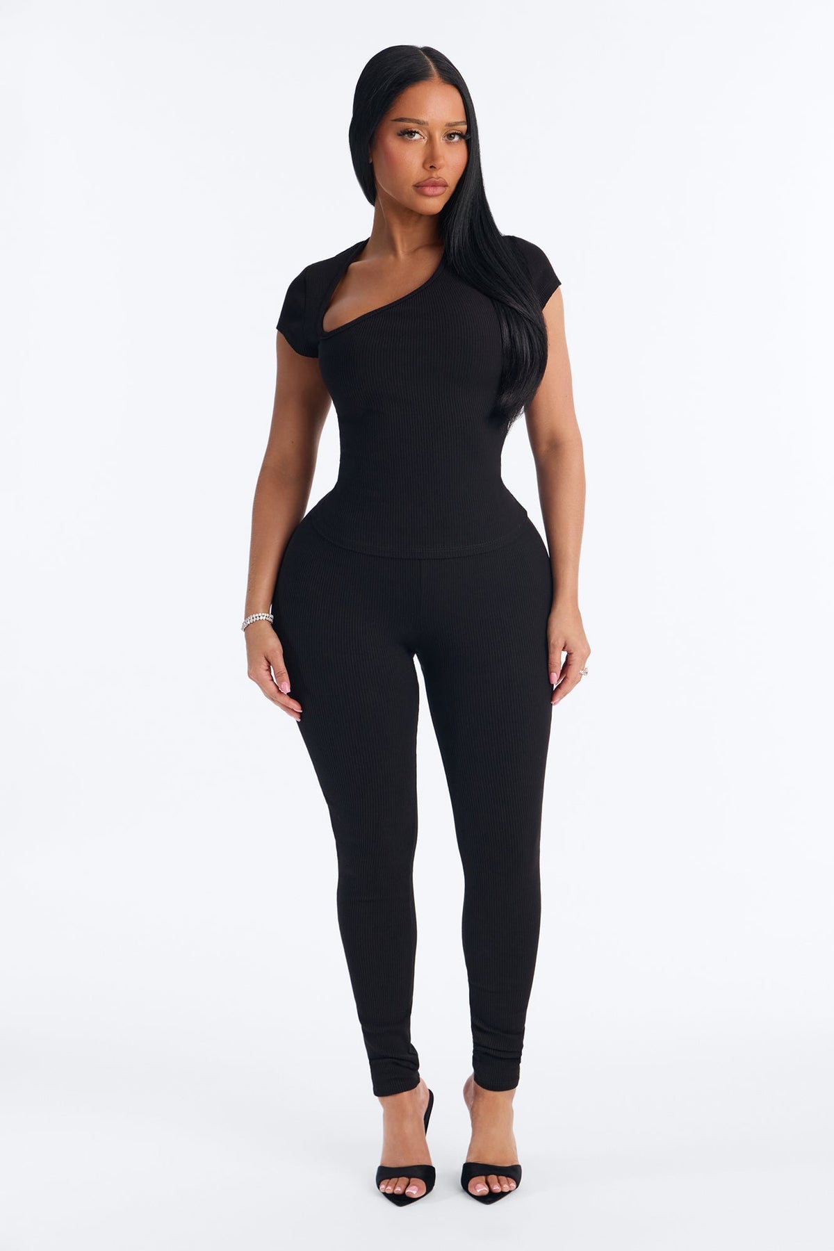 Elsa Snatched Asymmetrical Pant Set - Black