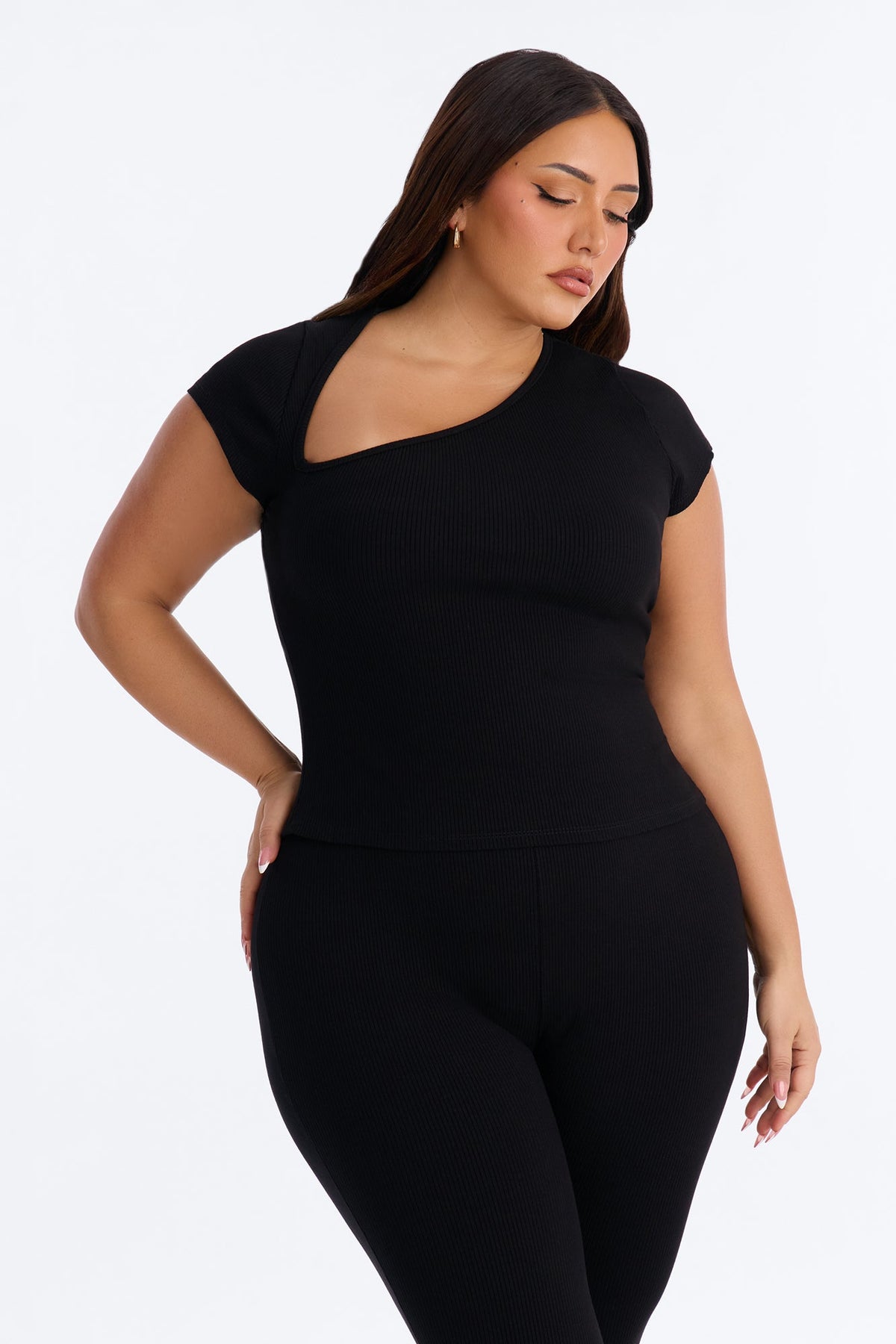 Elsa Snatched Asymmetrical Pant Set - Black
