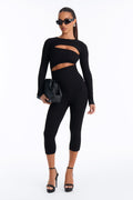 Acacia Snatched Long Sleeve Capri Set - Black