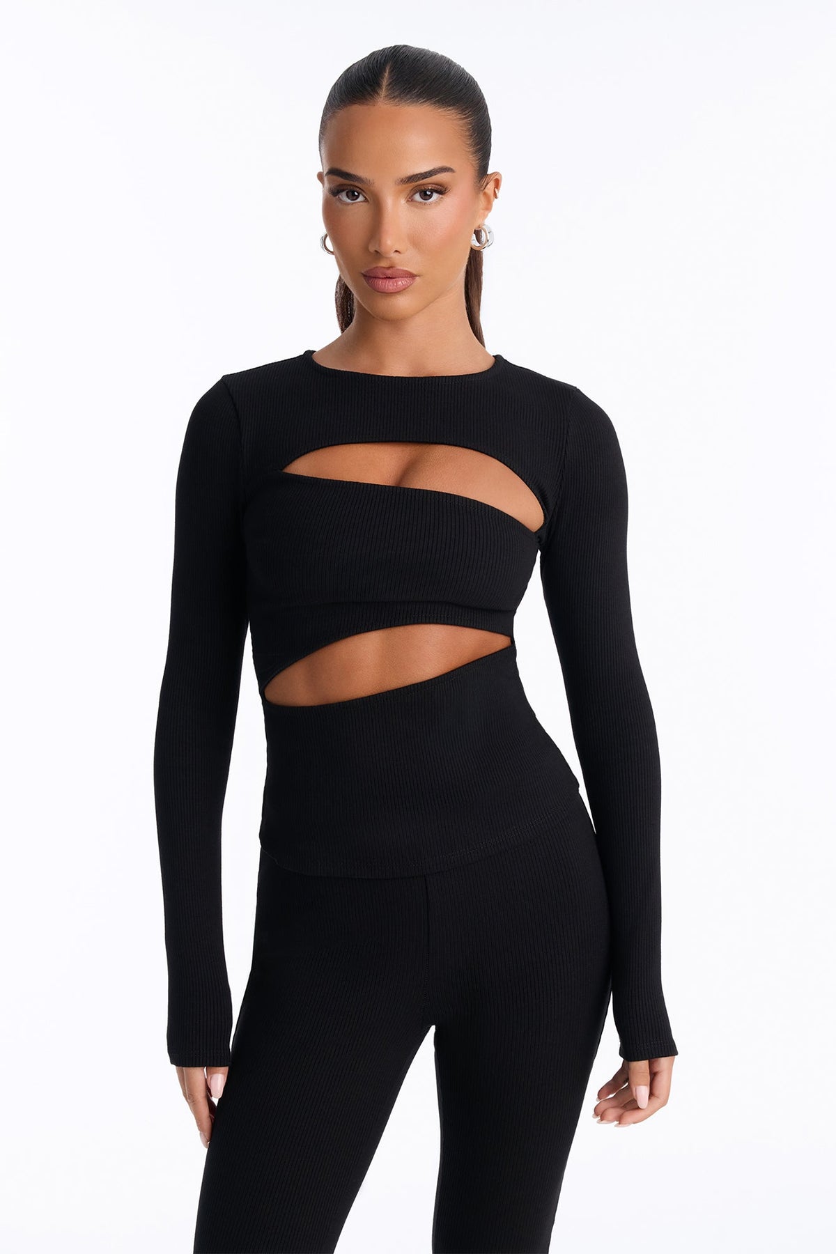 Acacia Snatched Long Sleeve Capri Set - Black