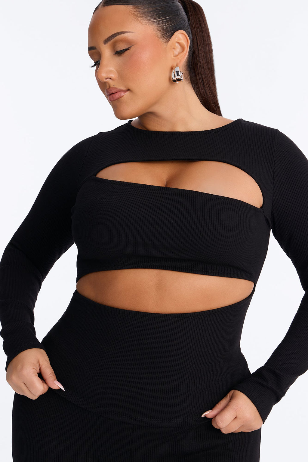 Acacia Snatched Long Sleeve Capri Set - Black