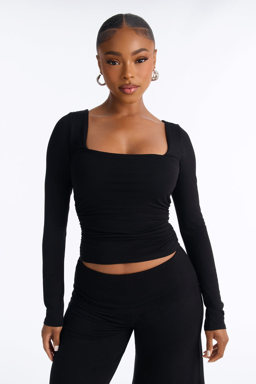 Avery Long Sleeve Gaucho Pant Set - Black